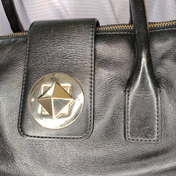 Kate Spade Large Black Handbag/Satchel with Gold Hardware and Crossbody Strap - Picture 2 of 15